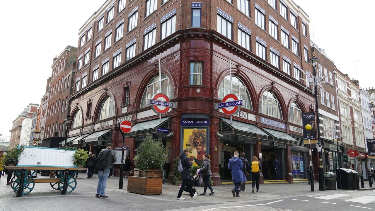 Covent Garden Underground station entrance and surrounding streets