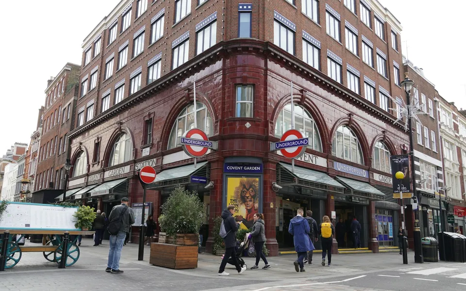 Covent Garden Underground station entrance and surrounding streets