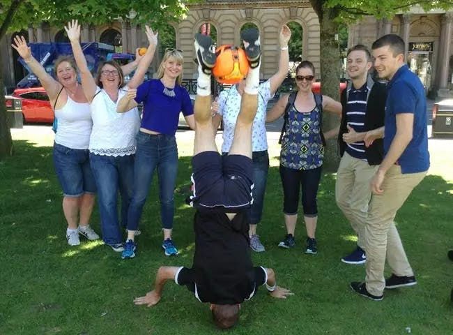 Glasgow Caledonian University team participating in a treasure hunt activity